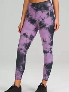 Lululemon Power Thru High-Rise Tight Leggings purple\graphite Tie Dye Size 4.